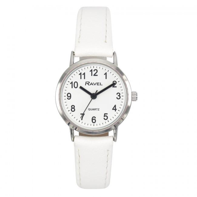 Ravel Ladies Basic White Dial White Leather Strap Watch R0129.24.2