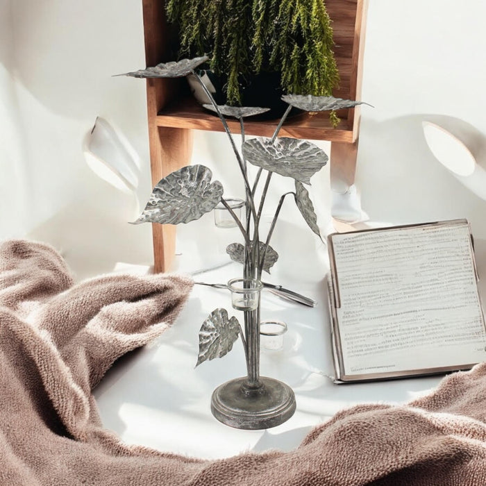 74CM SILVER METAL CANDLE HOLDER