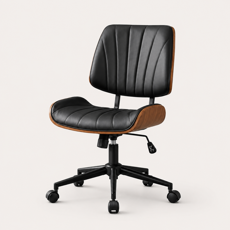 Orion Walnut Black Swivel Office Chair