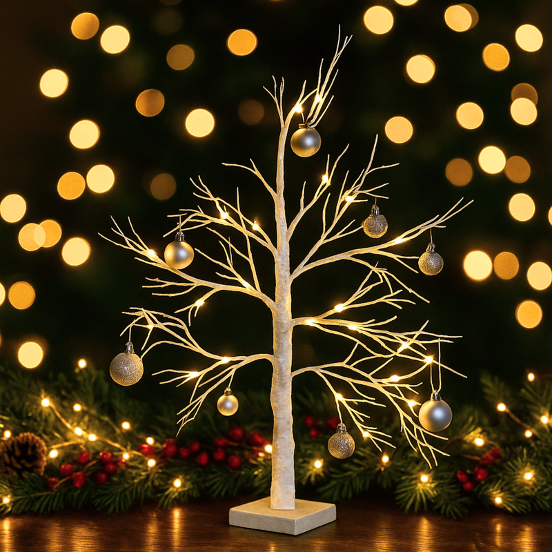 2ft Festive LED Twig Tree with 24 Warm White Lights 60cm
