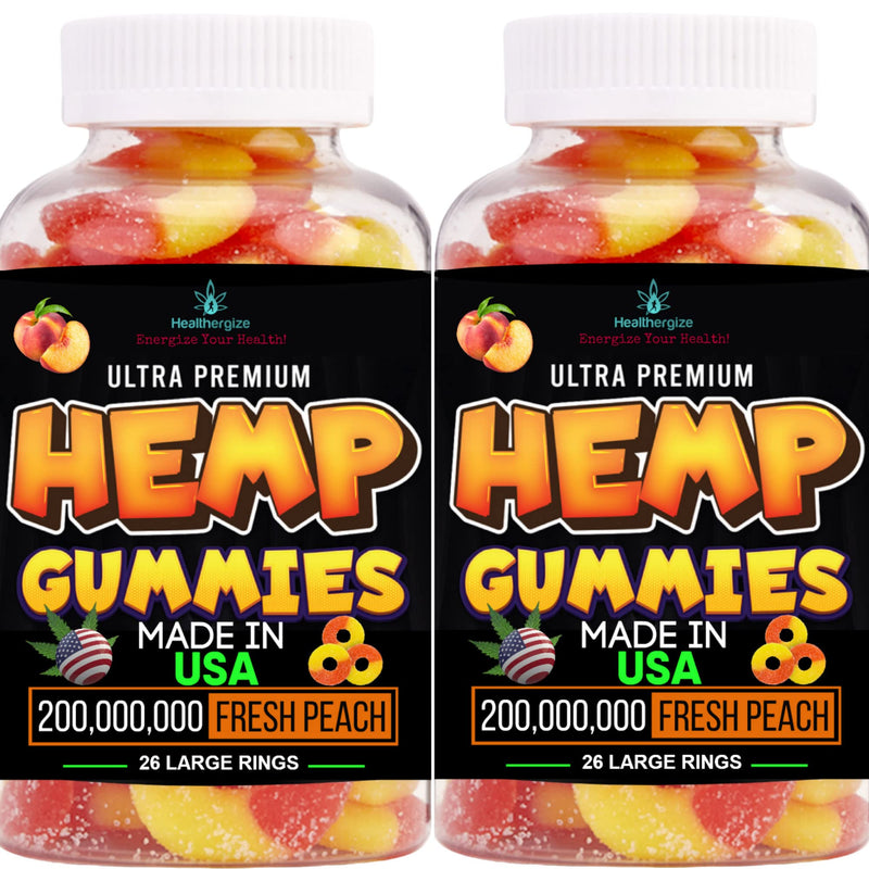 2Pack Hemp Gummies – Premium Hemp Oil Peach Ring (Made in USA)