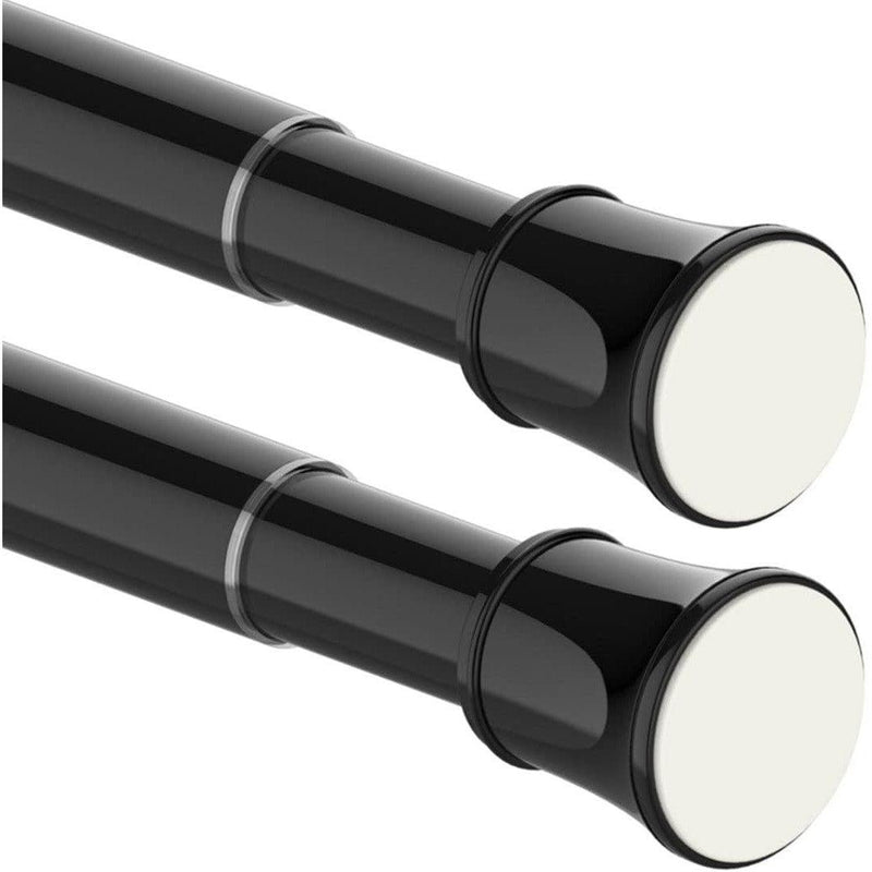 Tension Curtain Rod 70-120cm Black 2 Pack Spring Loaded Net Curtain Pole