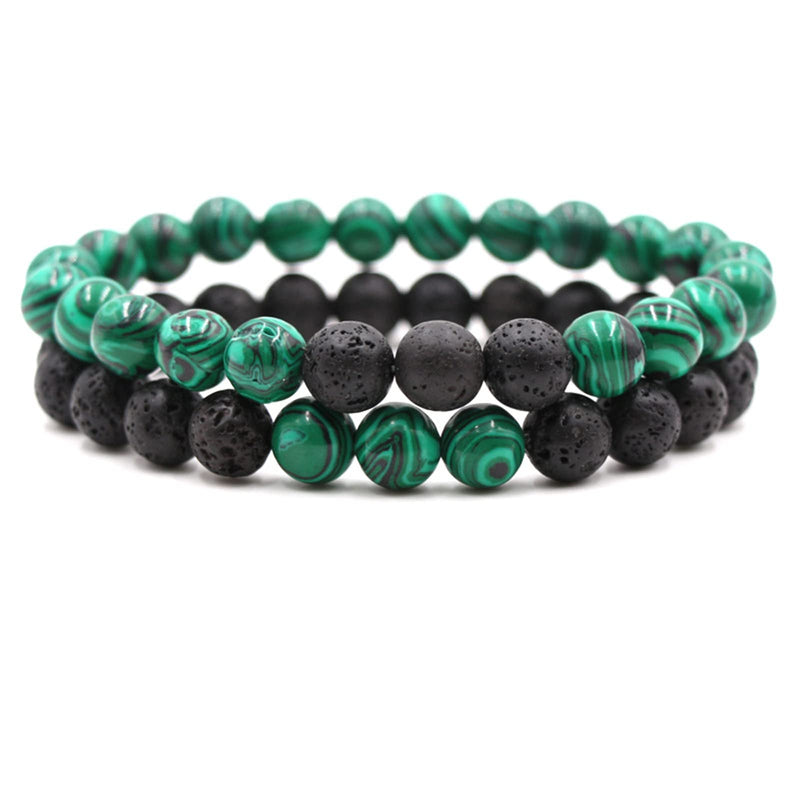 2Pcs Matte Lava Rock Bracelet | Essential Oil Diffuser & Yoga Jewelry