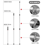 2x 230cm Tent Poles Telescopic Adjustable Awning Canopy Tarp Pole Support Rod UK - InStock