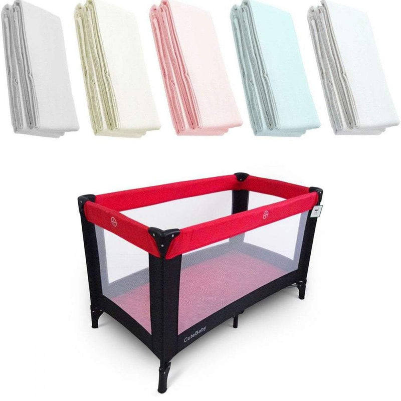 2x Travel Cot Fitted Sheet 100% Cotton 95x65cm