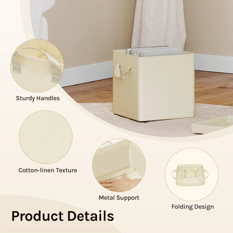 3/5 Set Foldable Fabric Storage Boxes Lids Closet Clothing Organiser Cream Grey
