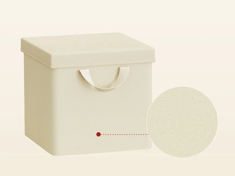 3/5 Set Foldable Fabric Storage Boxes Lids Closet Clothing Organiser Cream Grey