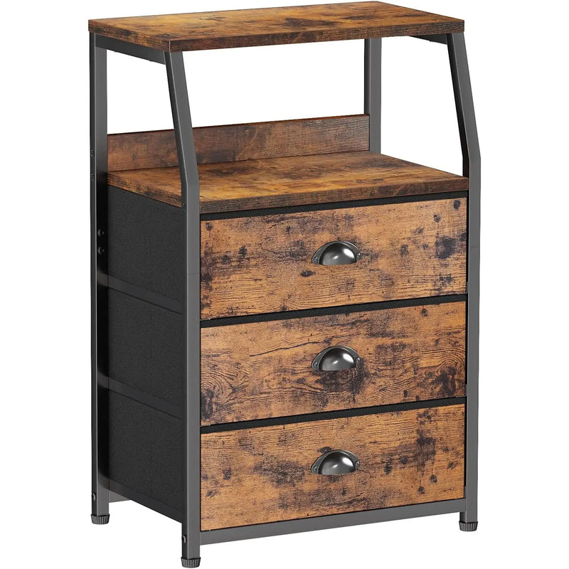 3 Drawer Bedside Table - Modern Storage Unit Slim Dresser with Shelf Nightstand