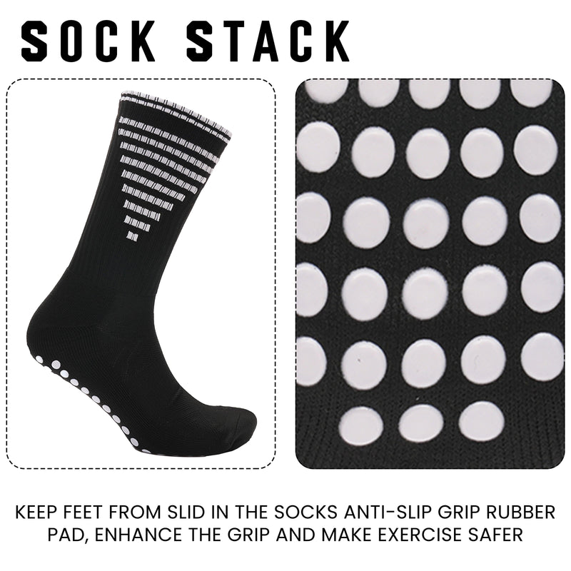 3 Pairs Black Anti Slip Football Grip Socks for Men Sports Socks for Gym Running Yoga Trekking Hiking by  Sock Stack