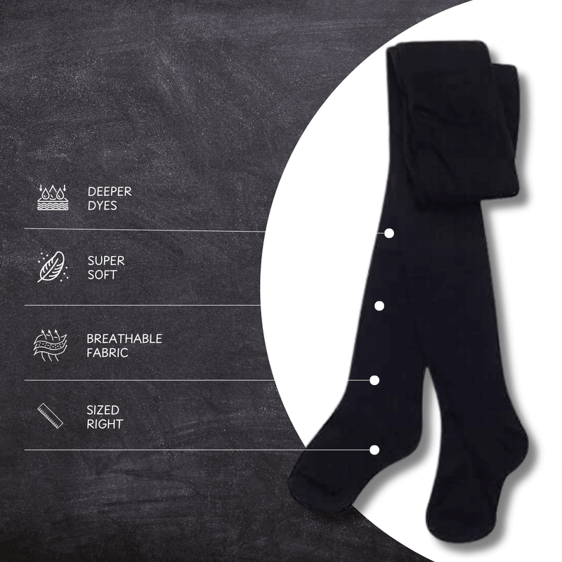 3 Pairs Girls Cotton Lycra Back To School Tights Cotton Rich Long Socks Stylish Comfortable Durable For Uniforms Everyday Wear Ages 3-12 Years by Sock Stack