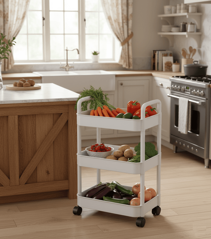 3 Tier Multi-Purpose Rolling Trolley - InStock