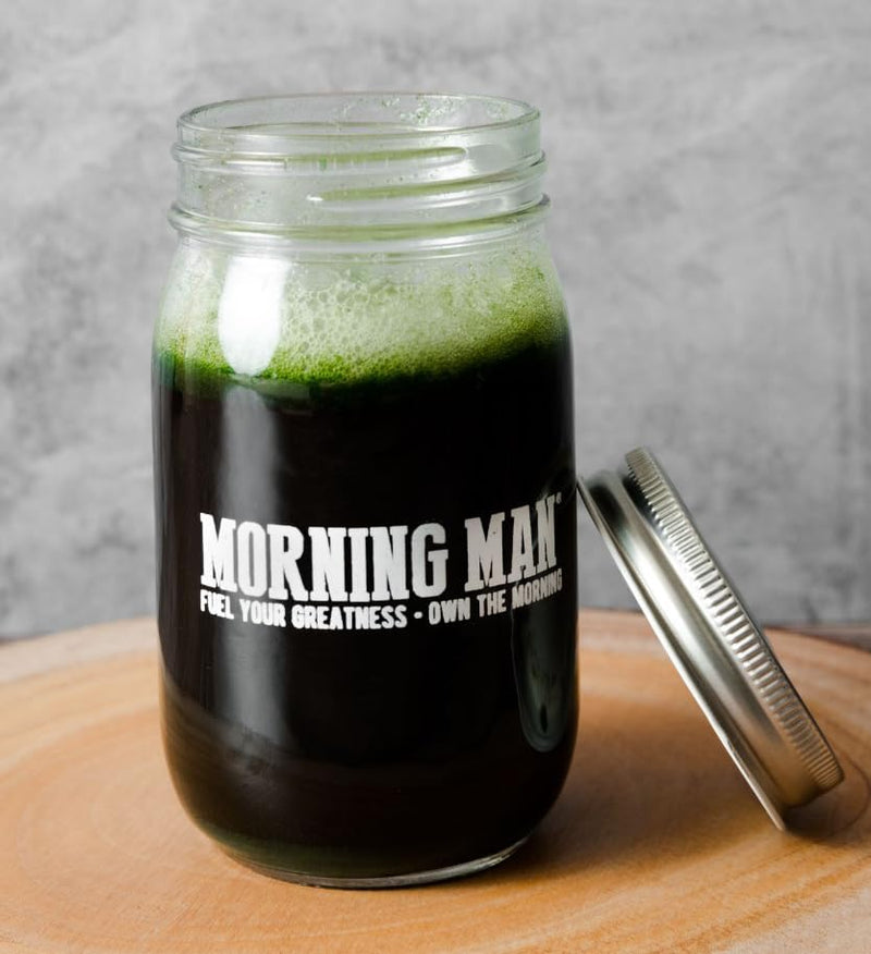 Morning Man Greens Probiotic Superfood Mix – 95mg Caffeine, 75+ Vitamins, Gluten Free, Vegan, 30 Servings