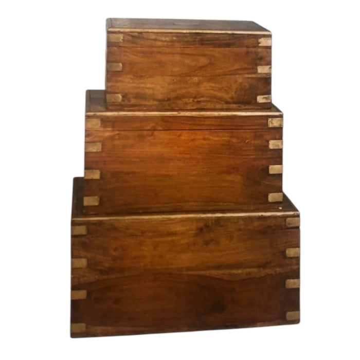 90CM SET 3 WOODEN CHESTS