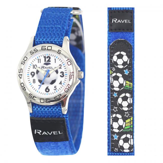 Ravel Children's Blue Football Watch with Easy Fasten Action Strap - Analogue Quartz - R1507.62