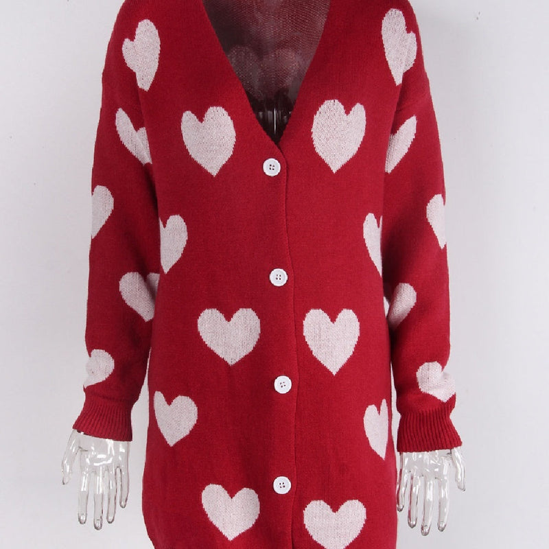 Fashion Love Mid-length Coat Sweater Women