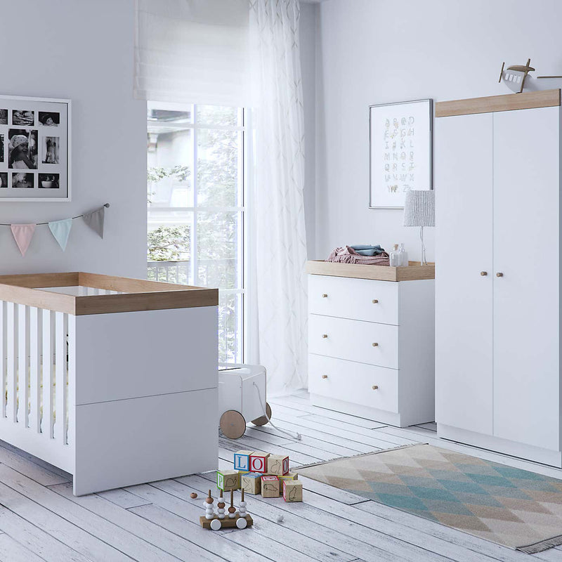 Little Acorns Burlington Cot Bed - White & Oak