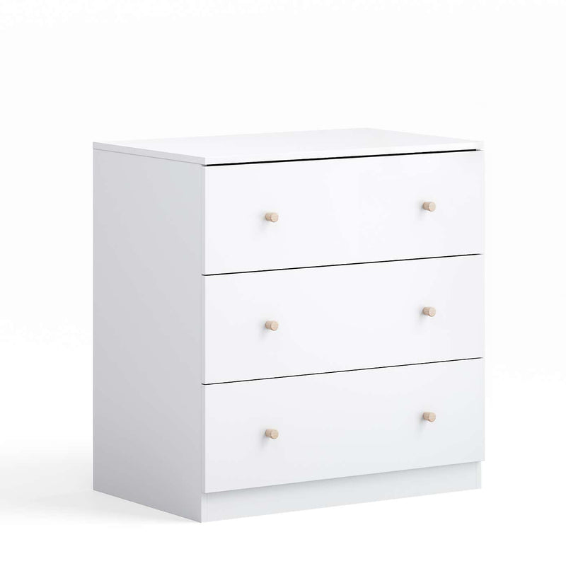 Little Acorns Burlington 3 Piece Nursery Furniture Set with Cot Bed, Dresser and Wardrobe - White & Oak