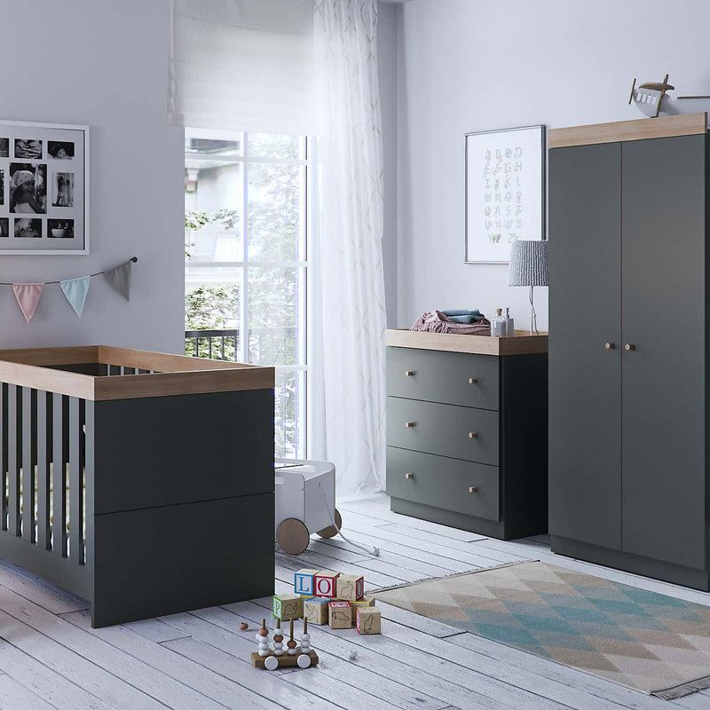 Little Acorns Burlington Dresser - Anthracite Grey & Oak