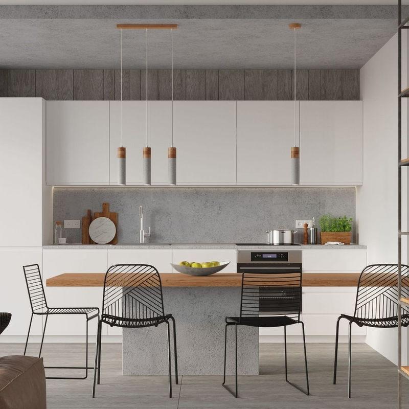 Pendant lamp concrete, wood Zane industrial Design GU10