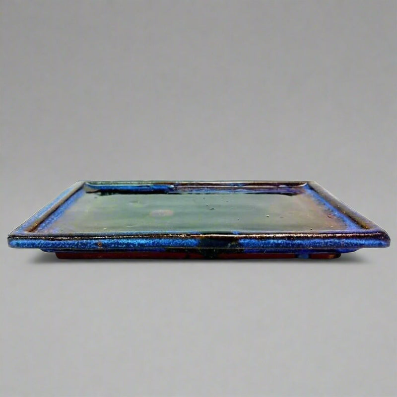 30cm Glazed Bonsai Pot Drip Tray | Rectangle | Blue