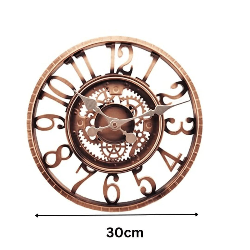 Outdoor Garden Wall Clock Bronze Effect Open Face 30cm Weatherproof