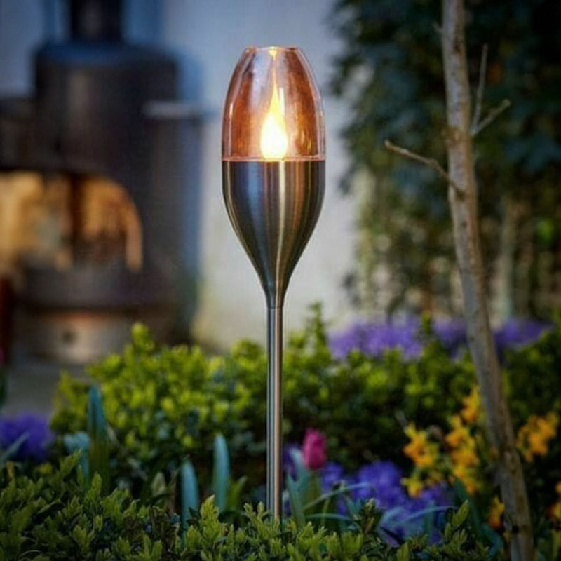 Solar Powered Flame Effect LED Garden Stake Light 30cm