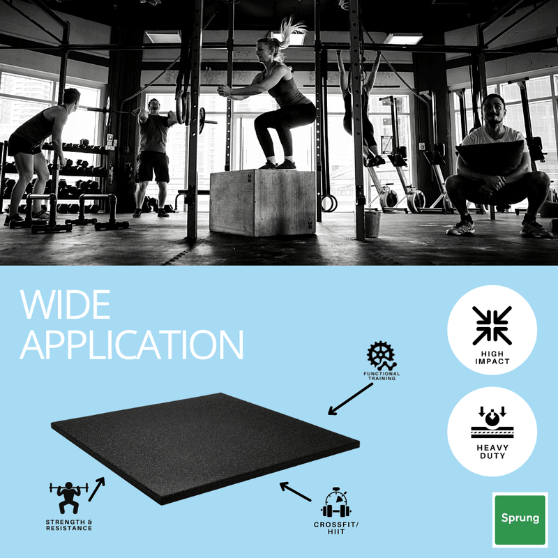 30mm Sprung PRO Gym Floor Tile - Rubber Heavy Duty Gym Flooring