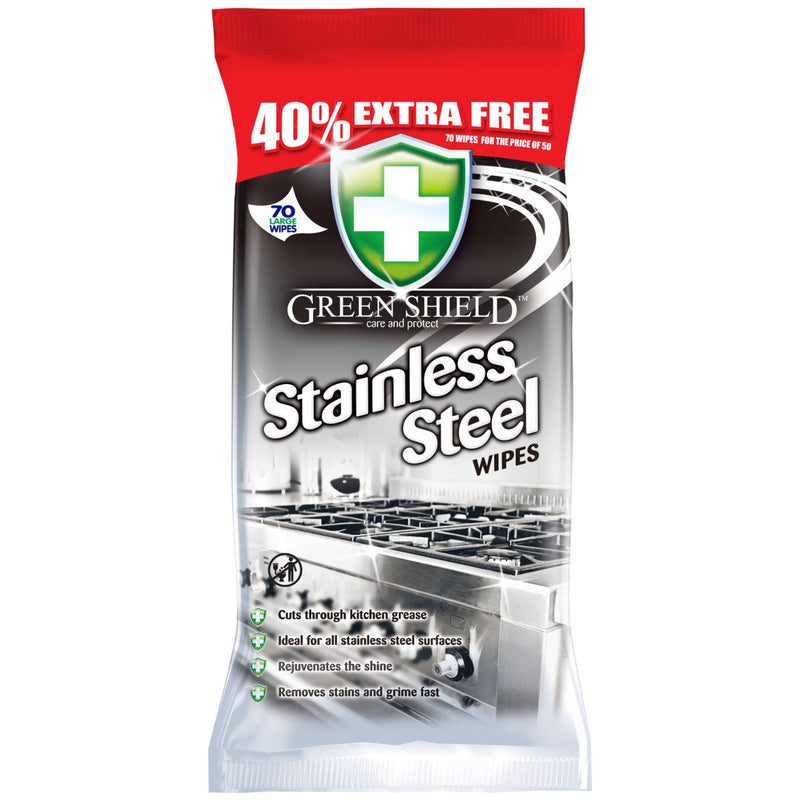 Green Shield Stainless Steel Wipes - 1 Pack of 70 wipes