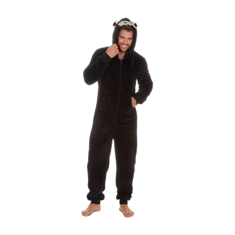 Hooded Tiger Mens Onesie | Fun All-in-One Gorilla and Dino Print Jumpsuit