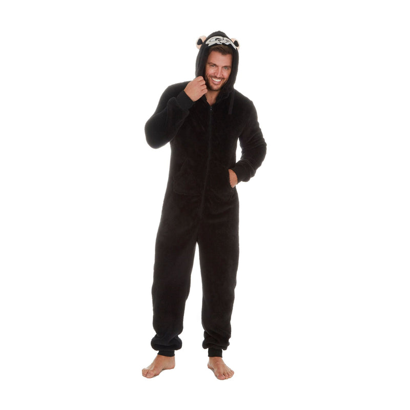 Hooded Tiger Mens Onesie | Fun All-in-One Gorilla and Dino Print Jumpsuit