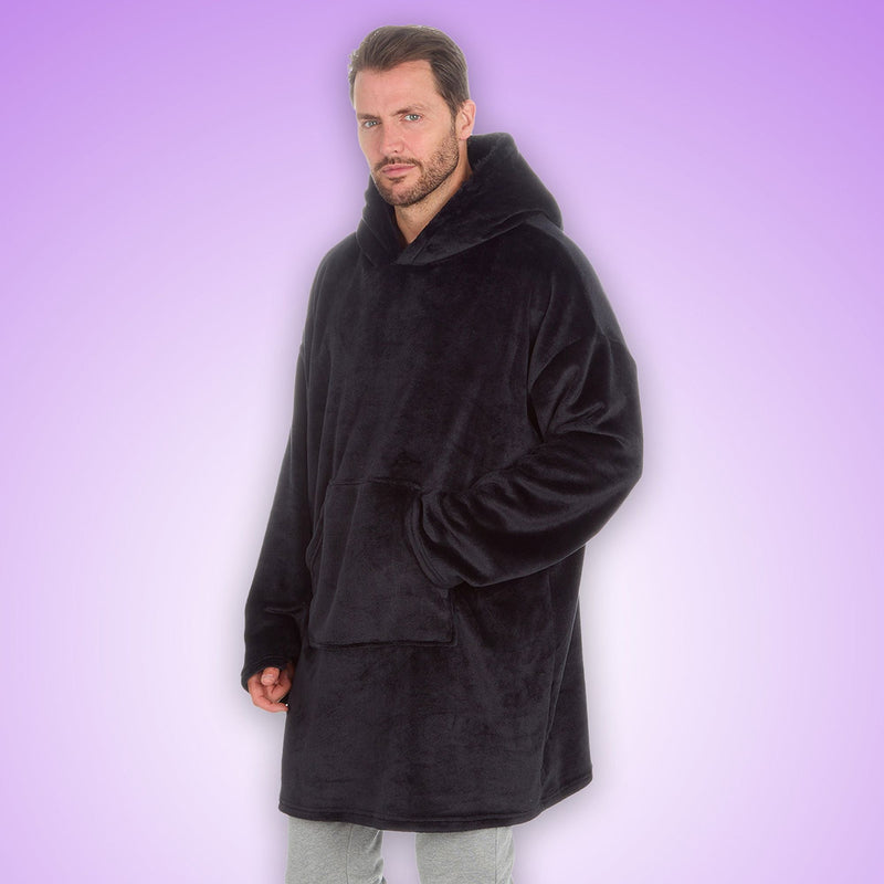 Mens Borg Fleece Oversized Hoodie | Cozy Wearable Blanket with Long Sleeves