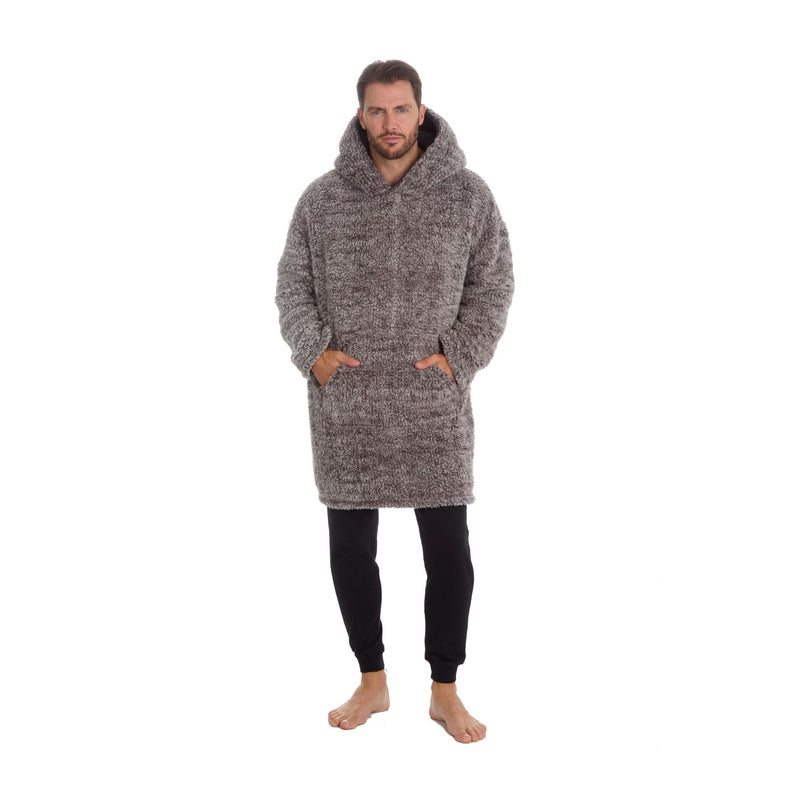 Men Oversized Sherpa Hoodie | Full-Zip Fleece Pullover Wearable Blanket