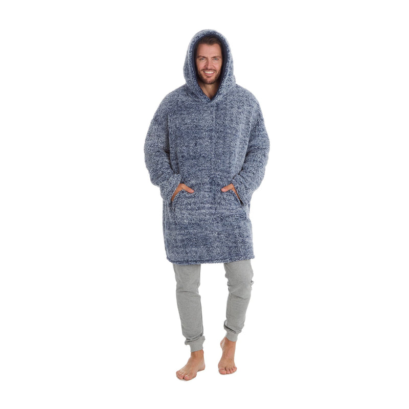 Men Oversized Sherpa Hoodie | Full-Zip Fleece Pullover Wearable Blanket