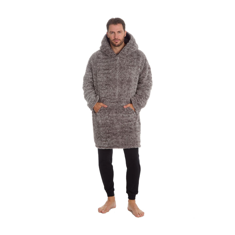 Men Oversized Sherpa Hoodie | Full-Zip Fleece Pullover Wearable Blanket