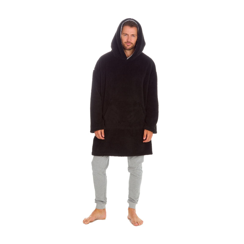 Mens Oversized Fleece Hoodie: Loungewear Hooded Blanket Snuggle Pyjamas Top