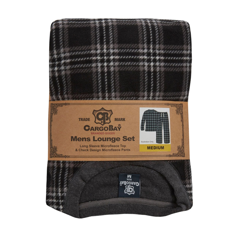 Mens Fleece Long Sleeve Top Pyjamas Sets | Fleece Winter Checked PJ Set