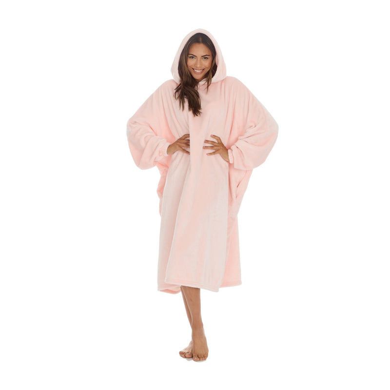 Ladies Sherpa Fleece Hooded Poncho | Snuggle Oversized Wearable Blanket Hoodie