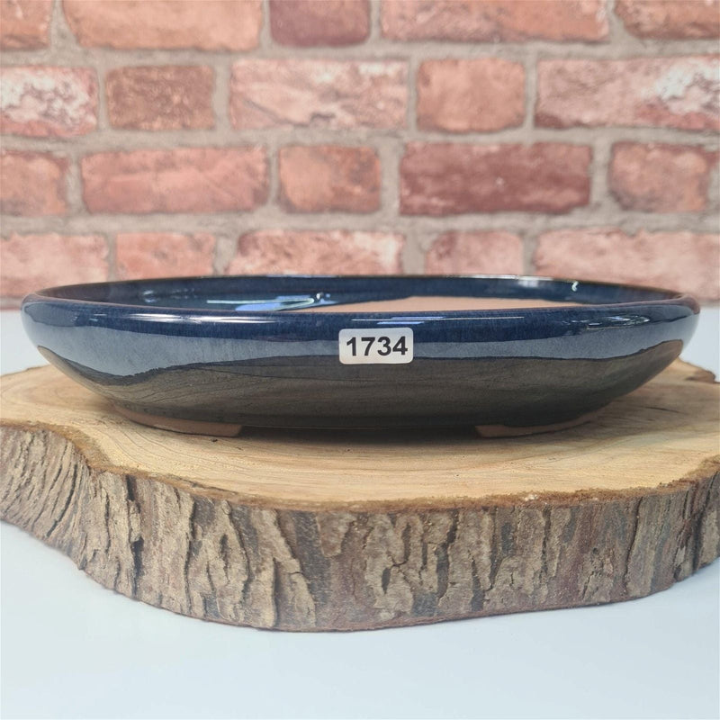 31cm Glazed Bonsai Pot | Oval | 31cm x 22cm x 4.5cm | Blue