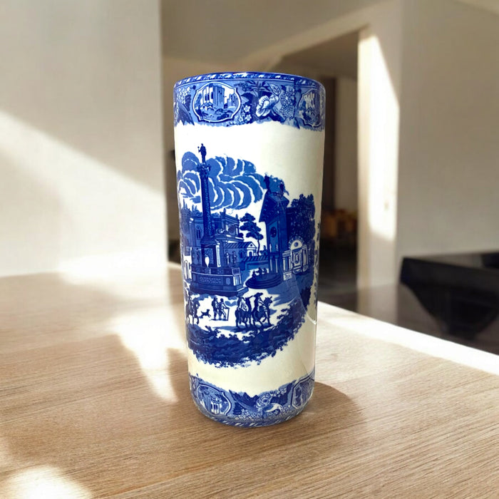 18" ROUND BLUE & WHITE UMBRELLA STAND