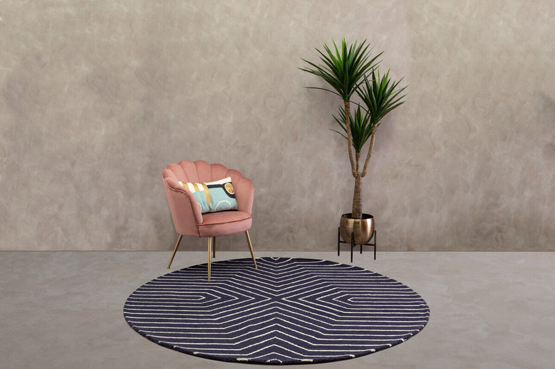 Bosie Blue and White Round Rug | Moyo