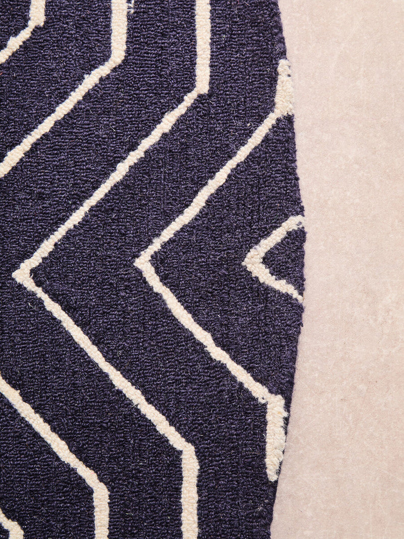 Bosie Blue and White Round Rug | Moyo
