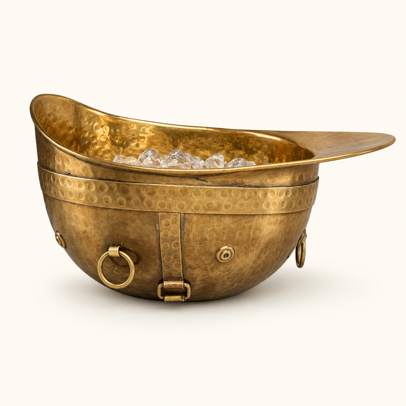 Polo Helmet Solid Antique Brass Champagne Ice Bucket | Wine Cooler