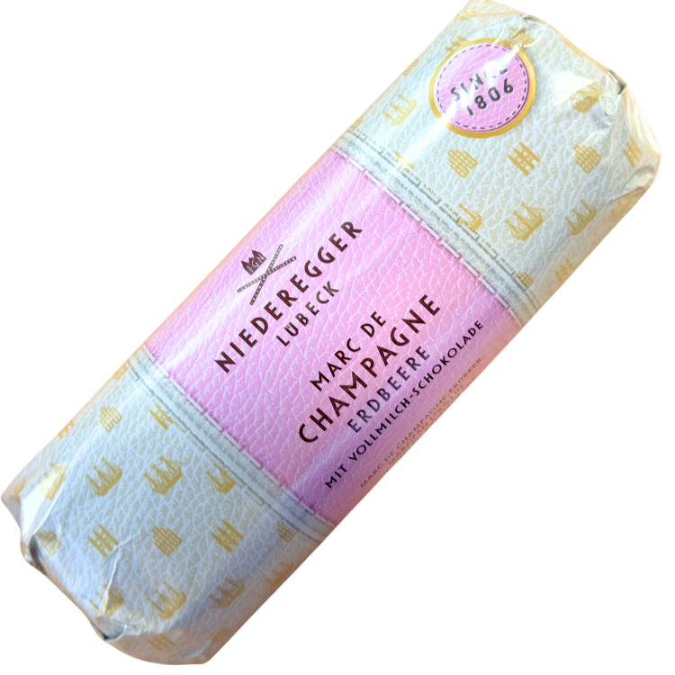 Niederegger | Signature Strawberry Champagne Milk Chocolate Marzipan | 125g Loaf Pick & Mix