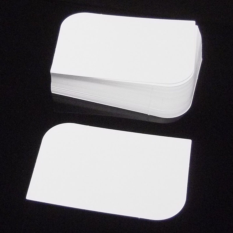 100 White Leaf Semi Rounded Blank Business Cards 250gsm, Stamp, Print, ATC.