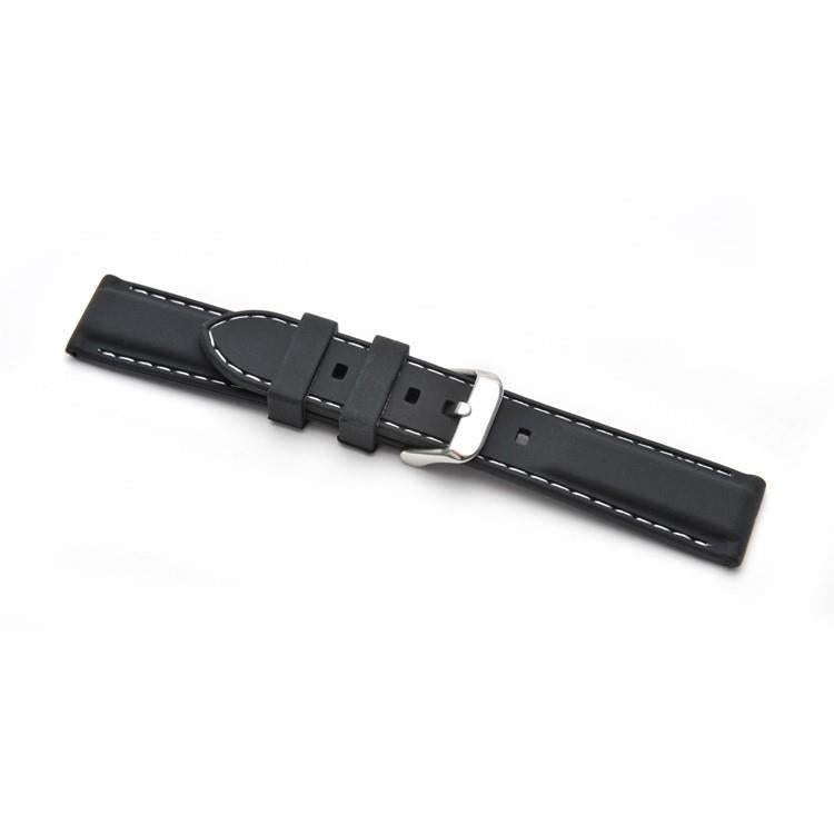 Black Silicone with White Stitch Watch Strap 8201/18