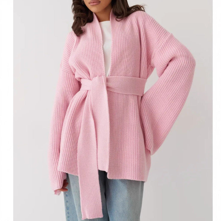 Cashmere Belt Knitted Cardigan Jacket