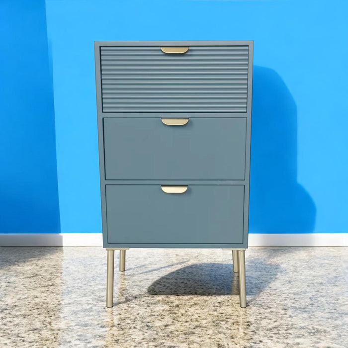 75CM BLUE WOODEN 3 DRAWER CHEST OF DRAWER