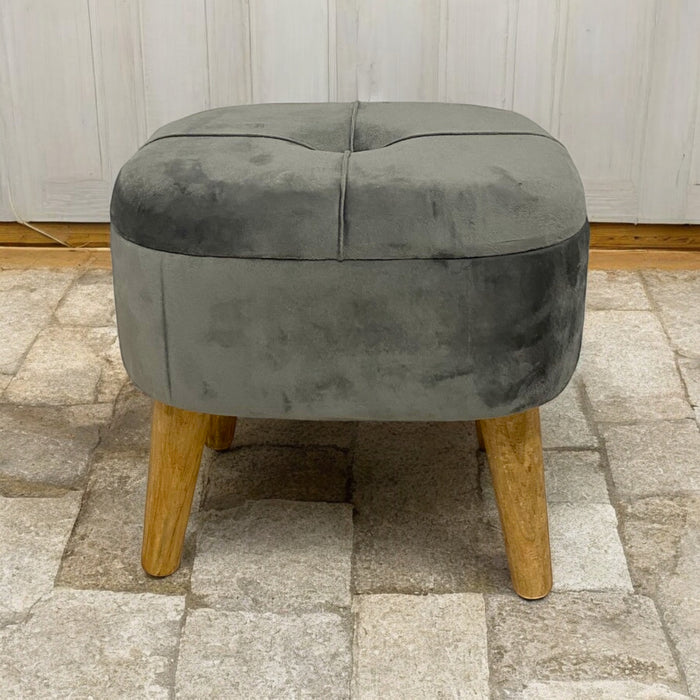 GREY WOODEN STOOL