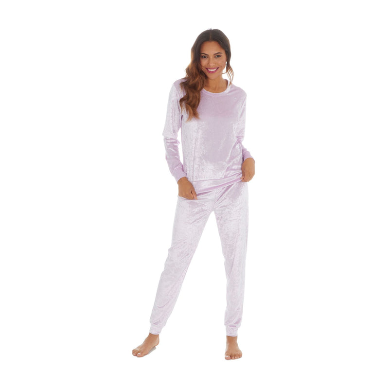 Ladies Velvet Lounge Suit: Cozy Crushed Fleece Pyjamas Set for Winter Comfort