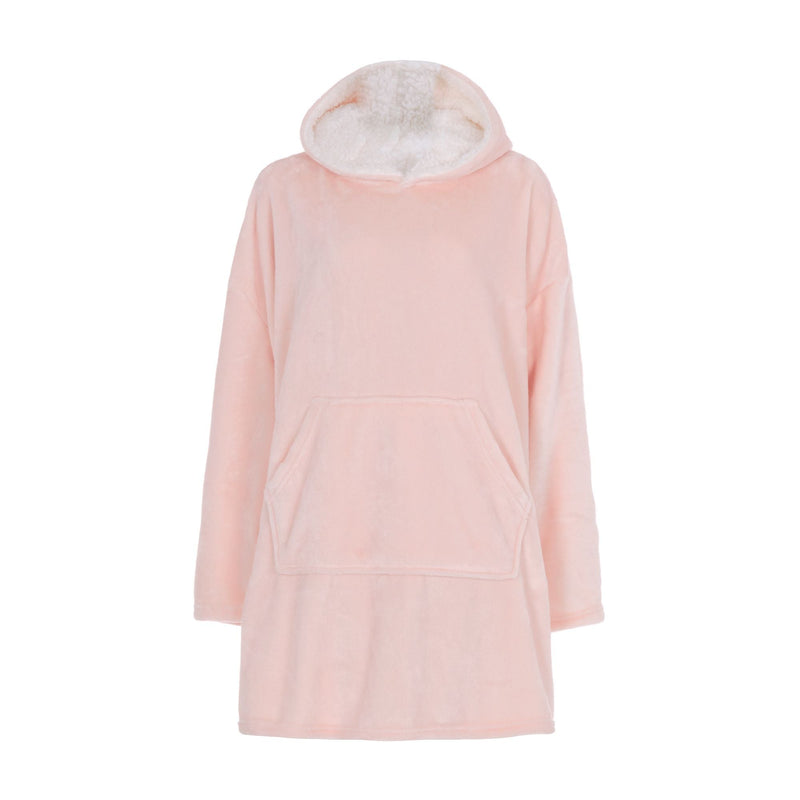 Ladies Sherpa Fleece Hooded Blanket: Zip Up Oversized Hoodie Wearable Blanket